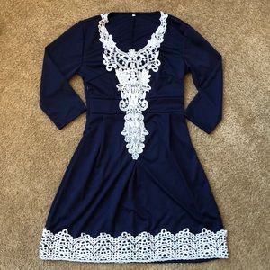 Navy and White Dress